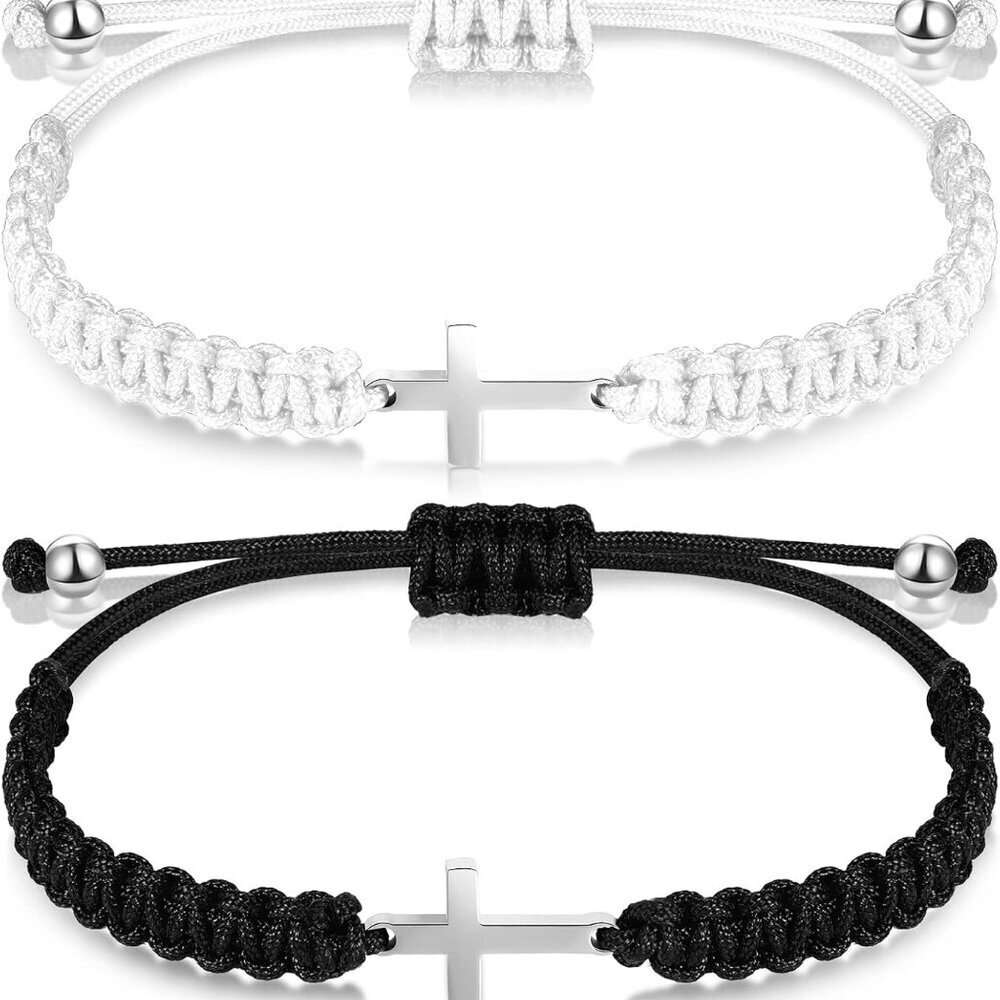 Cross Friendship Bracelet Adjustable Braided Rope Jesus Christian Cross Bracelet